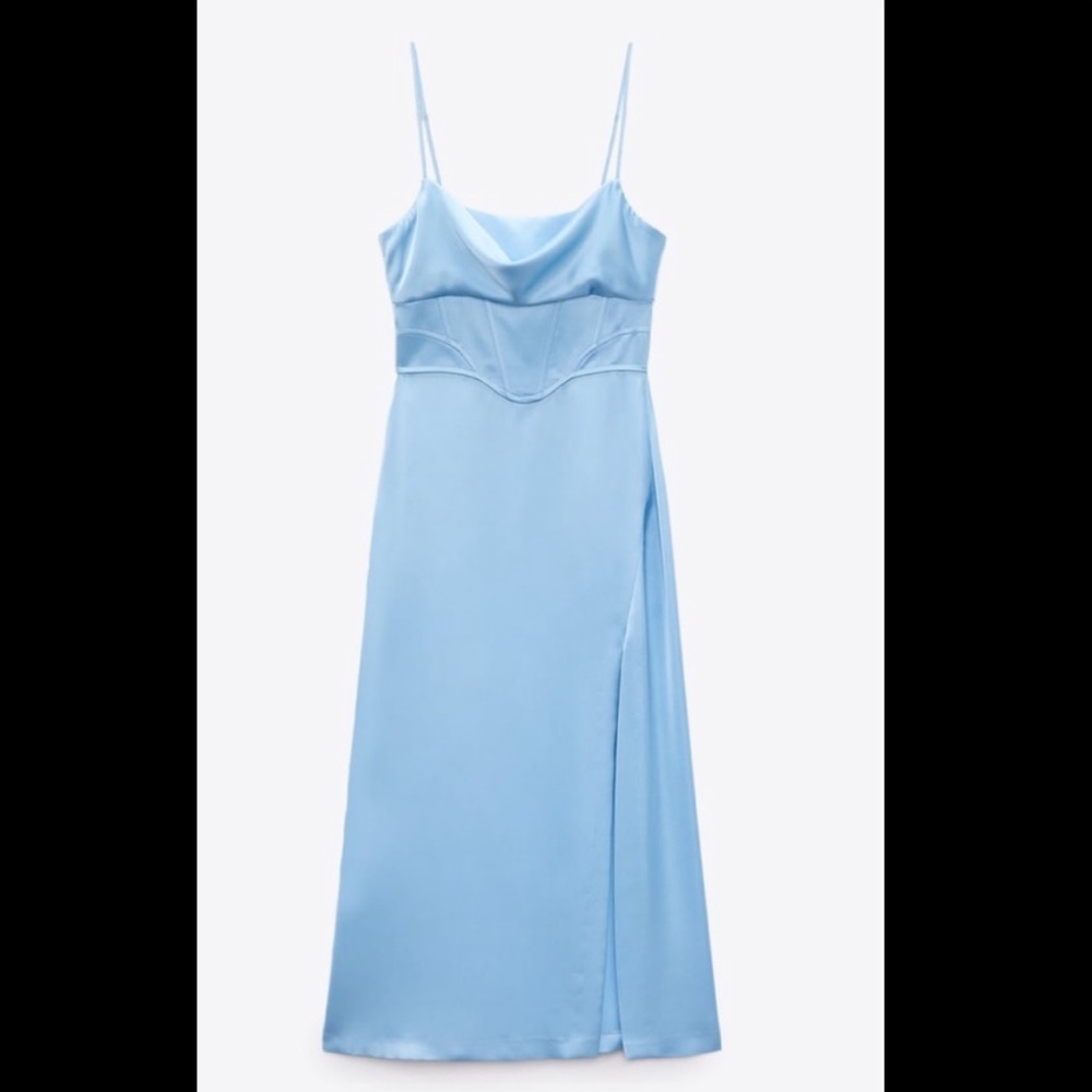 NWT Zara long satin corset dress XS new